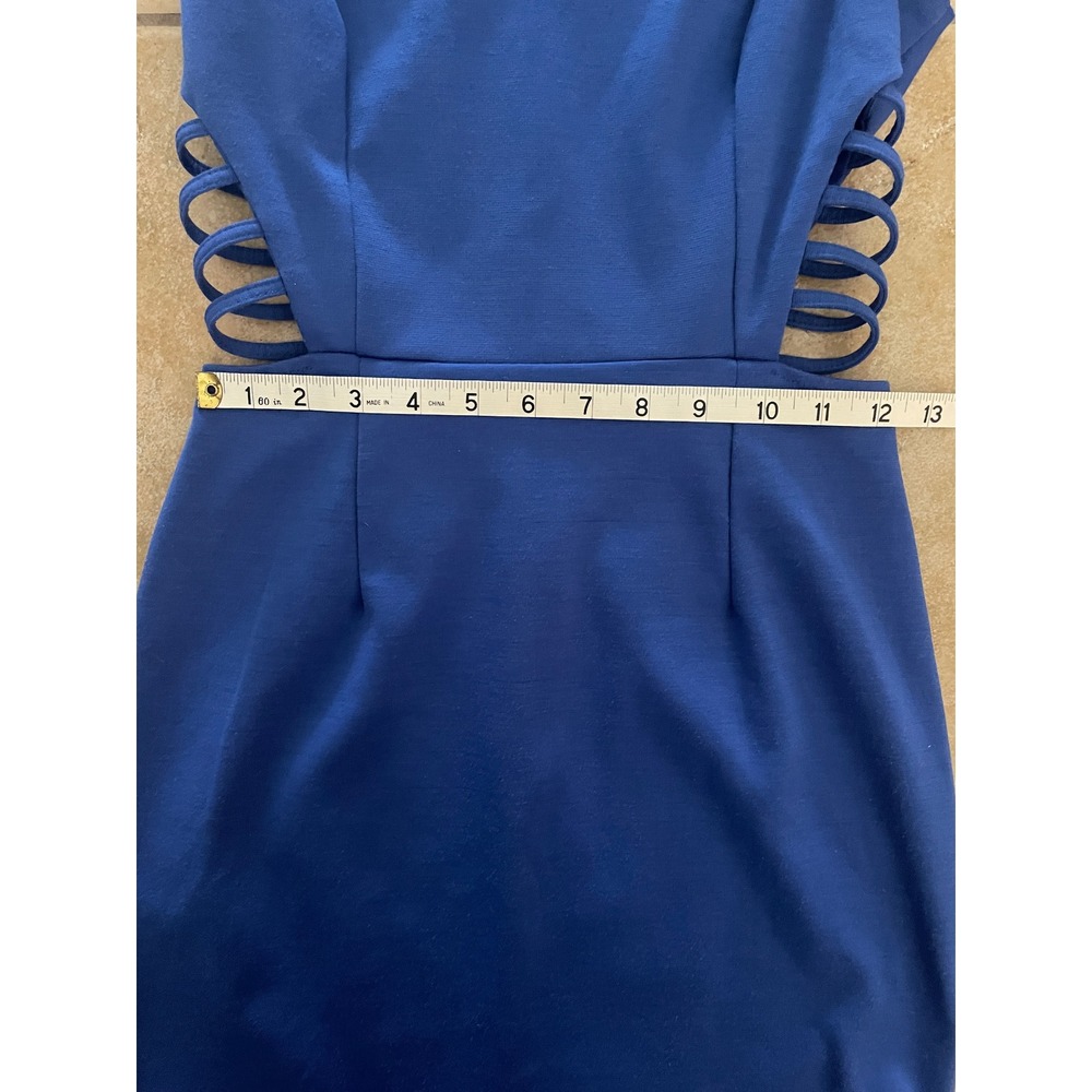 Papaya Royal Blue Mini Dress Side Cutout Strappy Sleeveless Size Medium - Picture 6 of 9